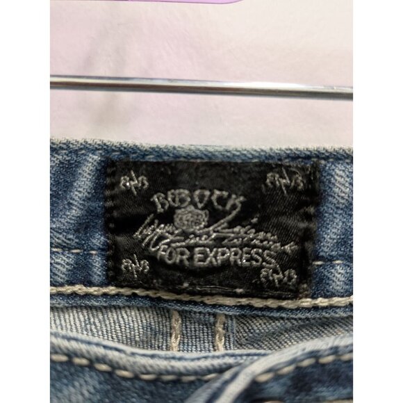VTG Y2K Rerock For Express Womens Bootcut Jeans Size 8L Blue Faded Streetwear - Picture 5 of 12